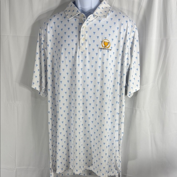 Draddy Sport Presidents Cup White and Blue Trophy Polo Shirt - Picture 1 of 8